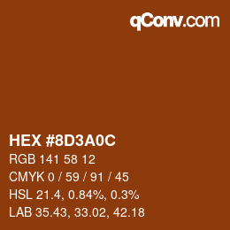 Color code: HEX #8D3A0C | qconv.com