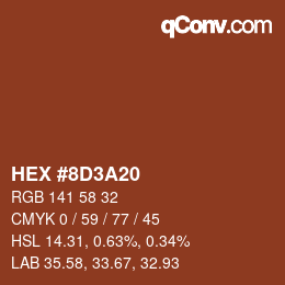 Color code: HEX #8D3A20 | qconv.com