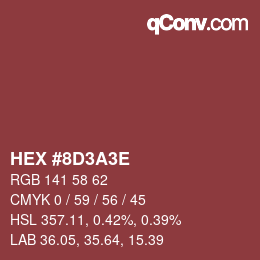 Color code: HEX #8D3A3E | qconv.com
