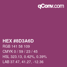 Color code: HEX #8D3A6D | qconv.com
