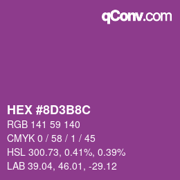 Color code: HEX #8D3B8C | qconv.com