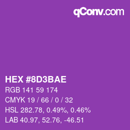 Color code: HEX #8D3BAE | qconv.com