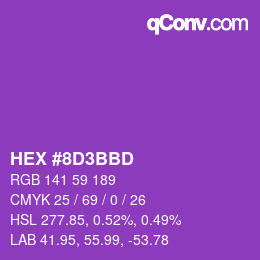 カラーコード: HEX #8D3BBD | qconv.com