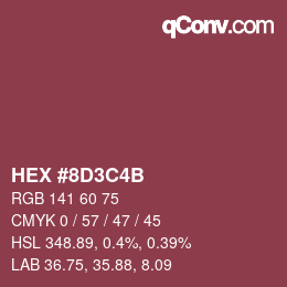 Color code: HEX #8D3C4B | qconv.com