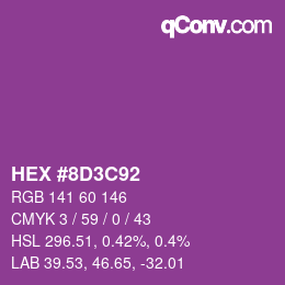 Code couleur: HEX #8D3C92 | qconv.com