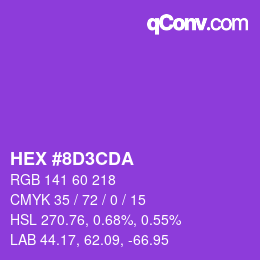 Color code: HEX #8D3CDA | qconv.com