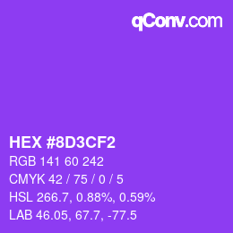 Color code: HEX #8D3CF2 | qconv.com