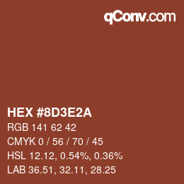 Color code: HEX #8D3E2A | qconv.com
