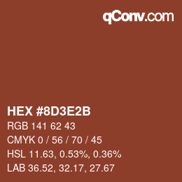 Color code: HEX #8D3E2B | qconv.com
