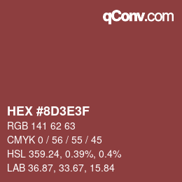 Color code: HEX #8D3E3F | qconv.com