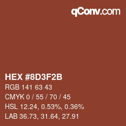 Color code: HEX #8D3F2B | qconv.com