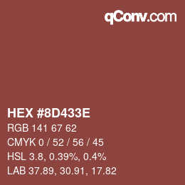 Color code: HEX #8D433E | qconv.com