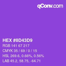 Color code: HEX #8D43D9 | qconv.com