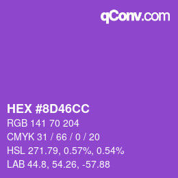 カラーコード: HEX #8D46CC | qconv.com