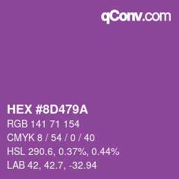 Color code: HEX #8D479A | qconv.com