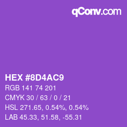 Color code: HEX #8D4AC9 | qconv.com