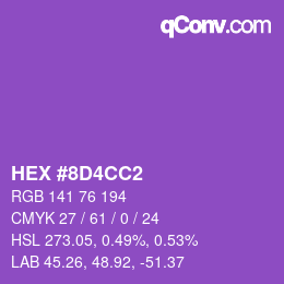 Color code: HEX #8D4CC2 | qconv.com