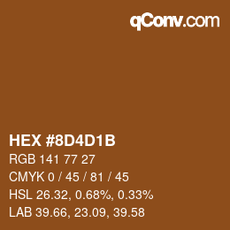 Color code: HEX #8D4D1B | qconv.com