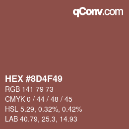 Código de color: HEX #8D4F49 | qconv.com
