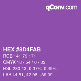 カラーコード: HEX #8D4FAB | qconv.com