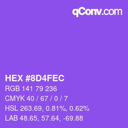 Color code: HEX #8D4FEC | qconv.com