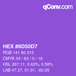 カラーコード: HEX #8D50D7 | qconv.com