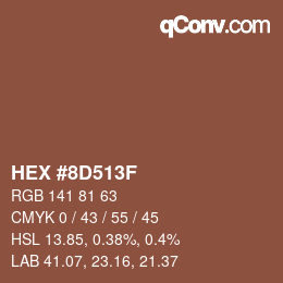 颜色代码: HEX #8D513F | qconv.com