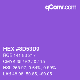 Color code: HEX #8D53D9 | qconv.com