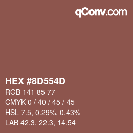 Color code: HEX #8D554D | qconv.com