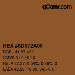 Farbcode: HEX #8D572A00 | qconv.com