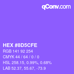Farbcode: HEX #8D5CFE | qconv.com