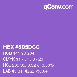 Color code: HEX #8D5DCC | qconv.com