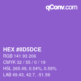 カラーコード: HEX #8D5DCE | qconv.com