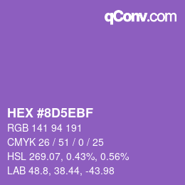 Color code: HEX #8D5EBF | qconv.com