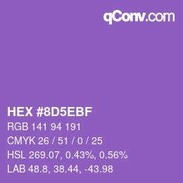 Color code: HEX #8D5EBF | qconv.com