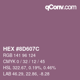 Color code: HEX #8D607C | qconv.com