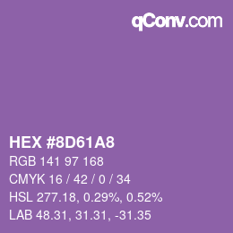 颜色代码: HEX #8D61A8 | qconv.com