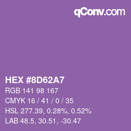 Farbcode: HEX #8D62A7 | qconv.com