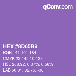 Color code: HEX #8D65B8 | qconv.com