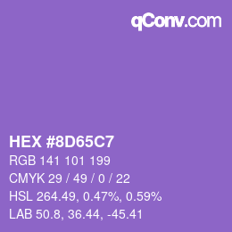 Color code: HEX #8D65C7 | qconv.com