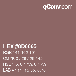 颜色代码: HEX #8D6665 | qconv.com