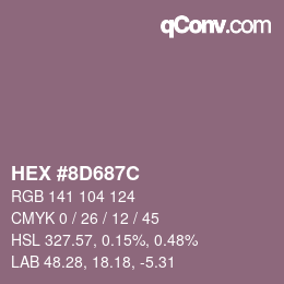 颜色代码: HEX #8D687C | qconv.com