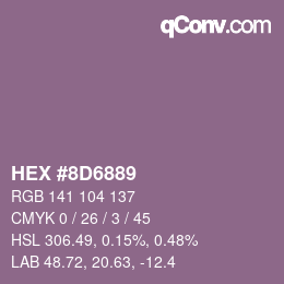 Farbcode: HEX #8D6889 | qconv.com