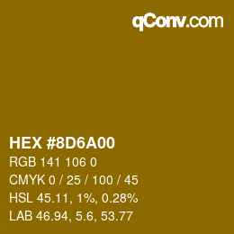 Color code: HEX #8D6A00 | qconv.com