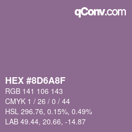 Color code: HEX #8D6A8F | qconv.com