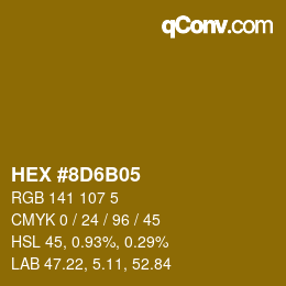 Código de color: HEX #8D6B05 | qconv.com