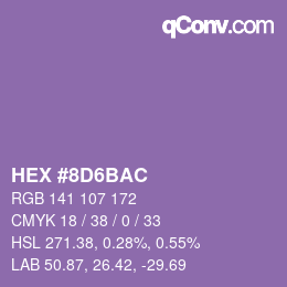 Color code: HEX #8D6BAC | qconv.com