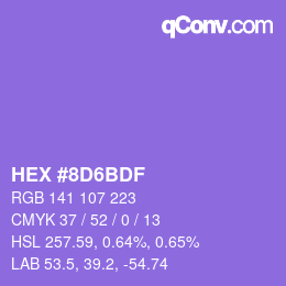 Color code: HEX #8D6BDF | qconv.com
