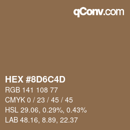 Color code: HEX #8D6C4D | qconv.com