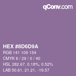 Color code: HEX #8D6D9A | qconv.com